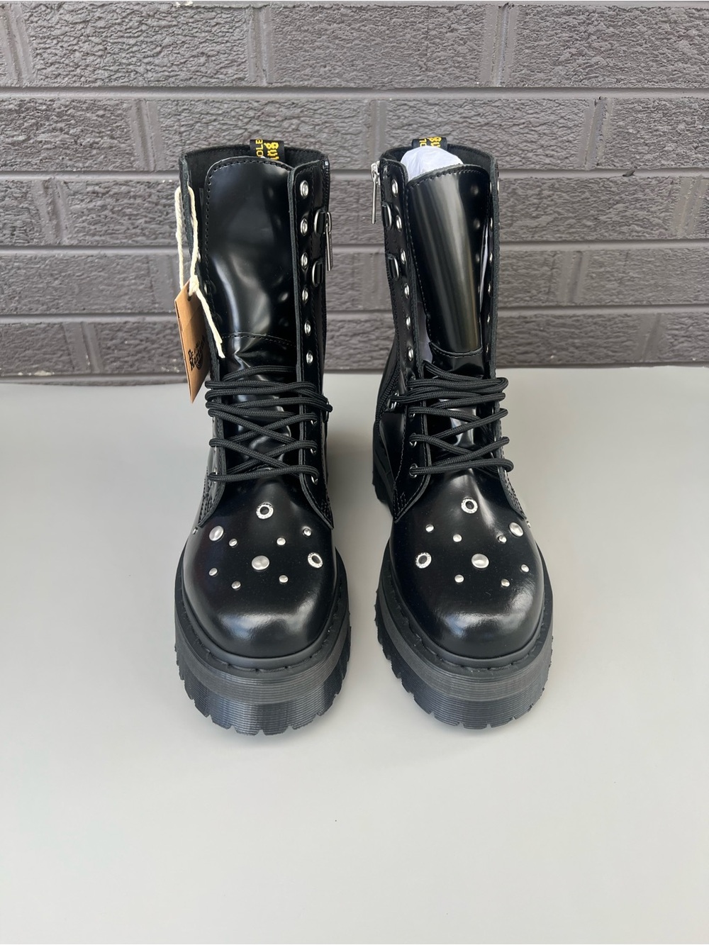 NWT Dr. Martens Jadon Hi Black Leather Platform Boots Sz Us 8M/9L - Picture 3 of 11